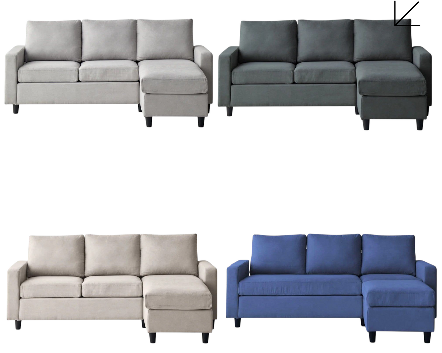 Annie Reversible Chaise Sectional Sofa – Contemporary Comfort with Versatile Design
