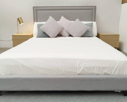 Queen size Mid-Century Linen Grey Bedframe adjustable bed Head