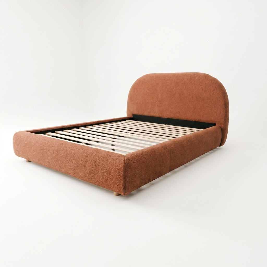 New Chic Cozy Bouclé Bedframe -- Rust