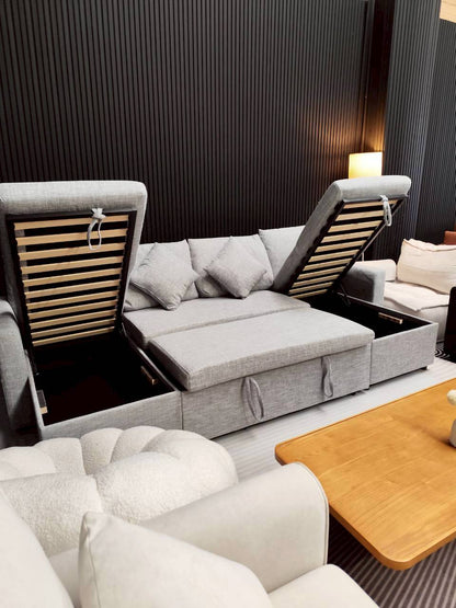 Double Chaise U-Shape Pull Out Sofa Bed