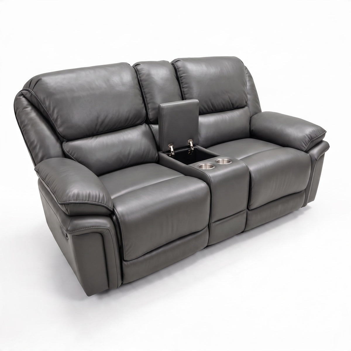 REGENT Premium Air Leather Recliner Lounge -GREY
