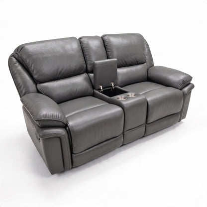 REGENT Premium Air Leather Recliner Lounge -GREY
