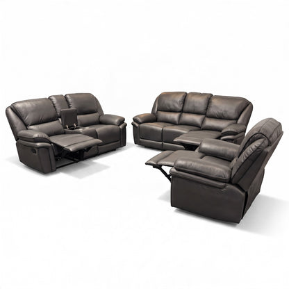 REGENT Premium Air Leather Recliner Lounge -GREY