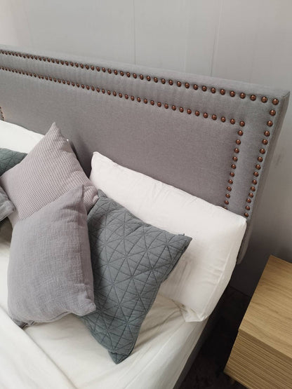 Queen size Mid-Century Linen Grey Bedframe adjustable bed Head