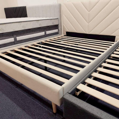 Leavy Serenity Linen Beige Bedframe